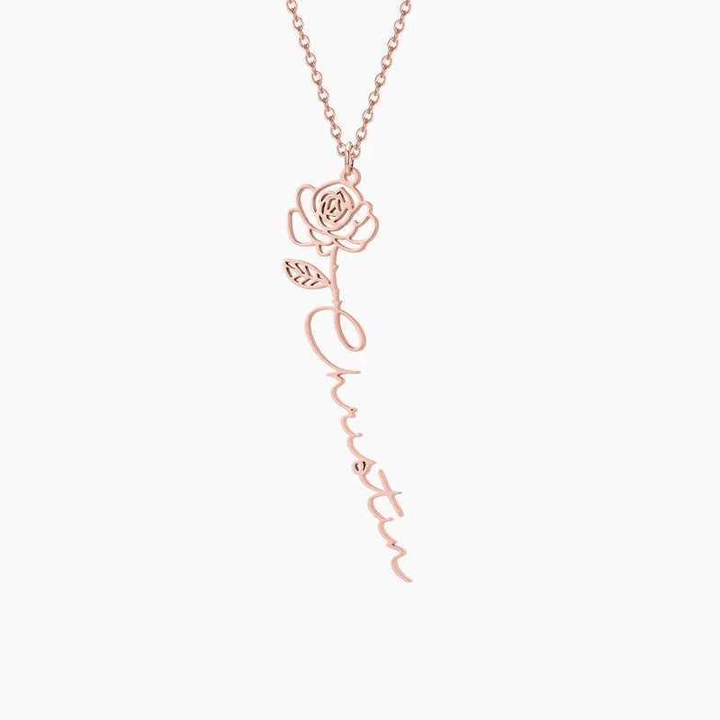Name Necklace with Birthflower