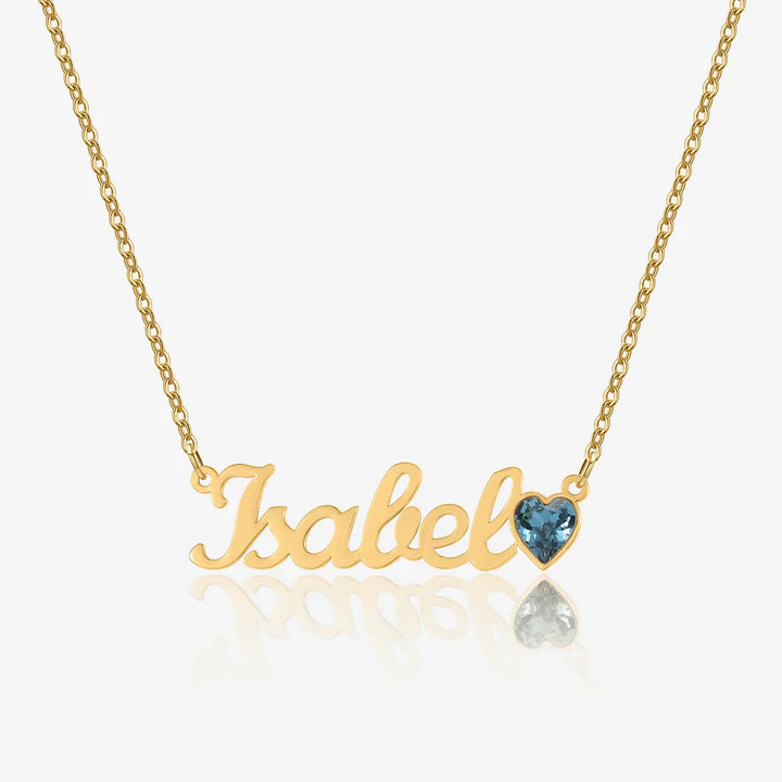 Birthstone Heart Name Necklace
