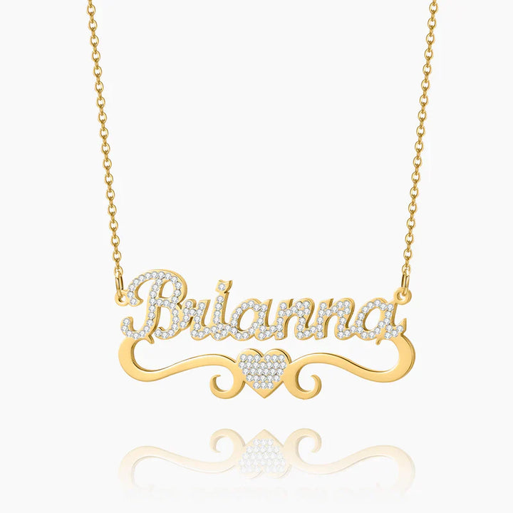 Iced Crystal Heart Name Necklace