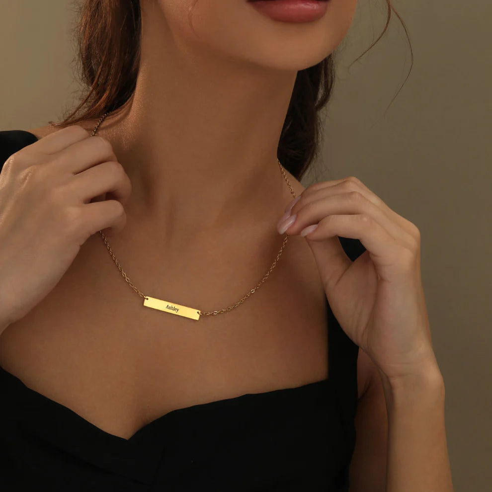 Engraved Bar Necklace