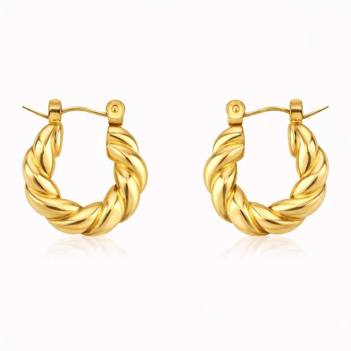 Gold Twist Hoop Earrings