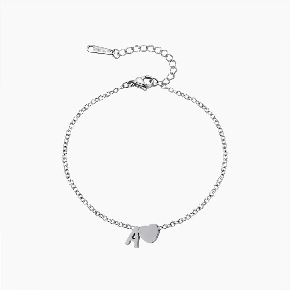 Heart Initial Bracelet