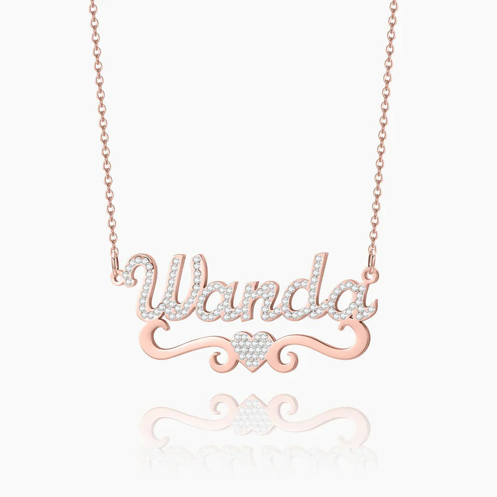 Iced Crystal Heart Name Necklace
