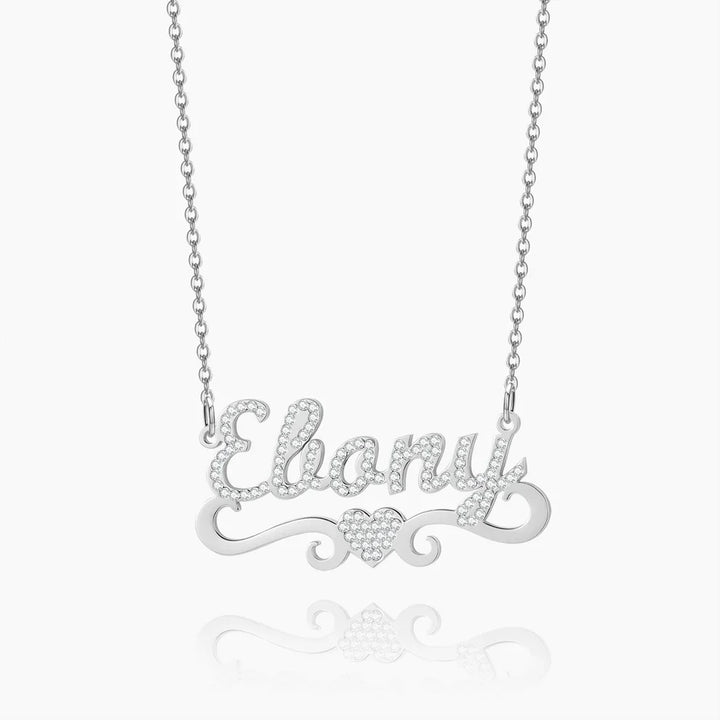 Iced Crystal Heart Name Necklace