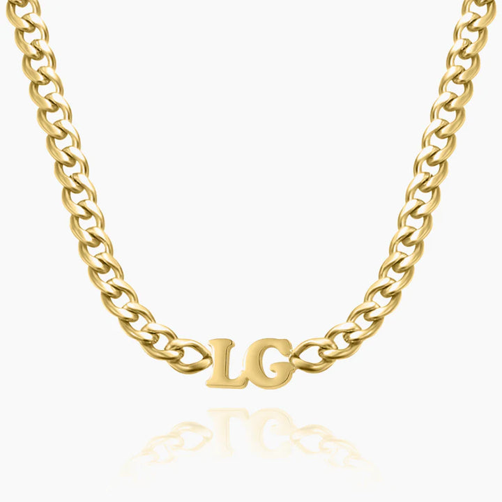 Cuban Chain Necklace with Initials