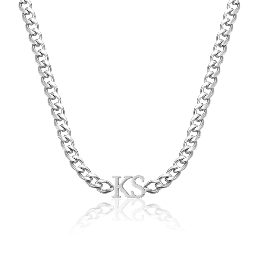 Cuban Chain Necklace with Initials