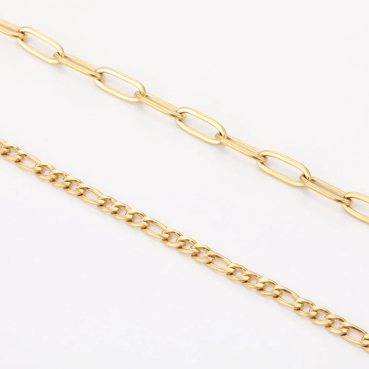 Paperclip Figaro Bracelet Stack Set