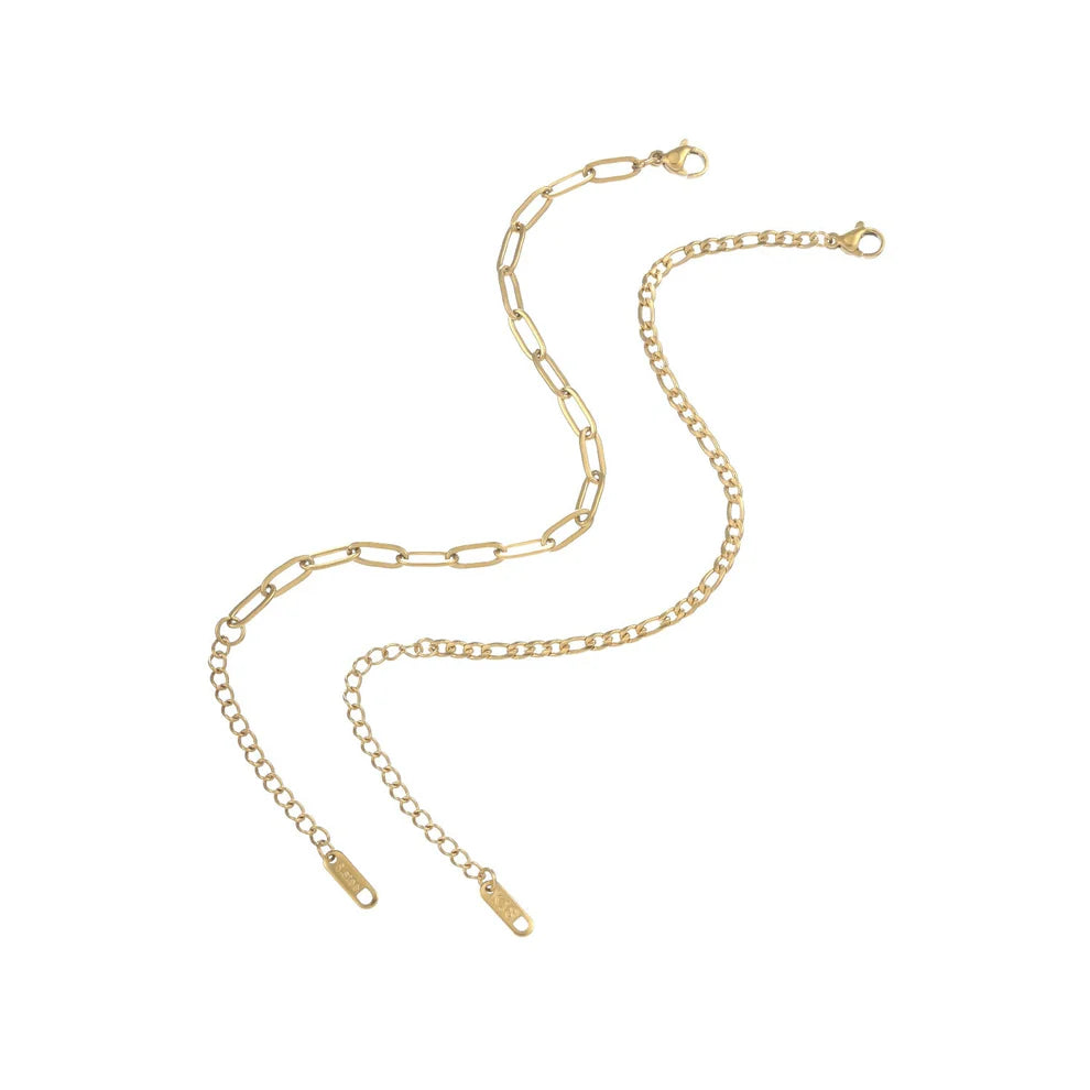 Paperclip Figaro Bracelet Stack Set