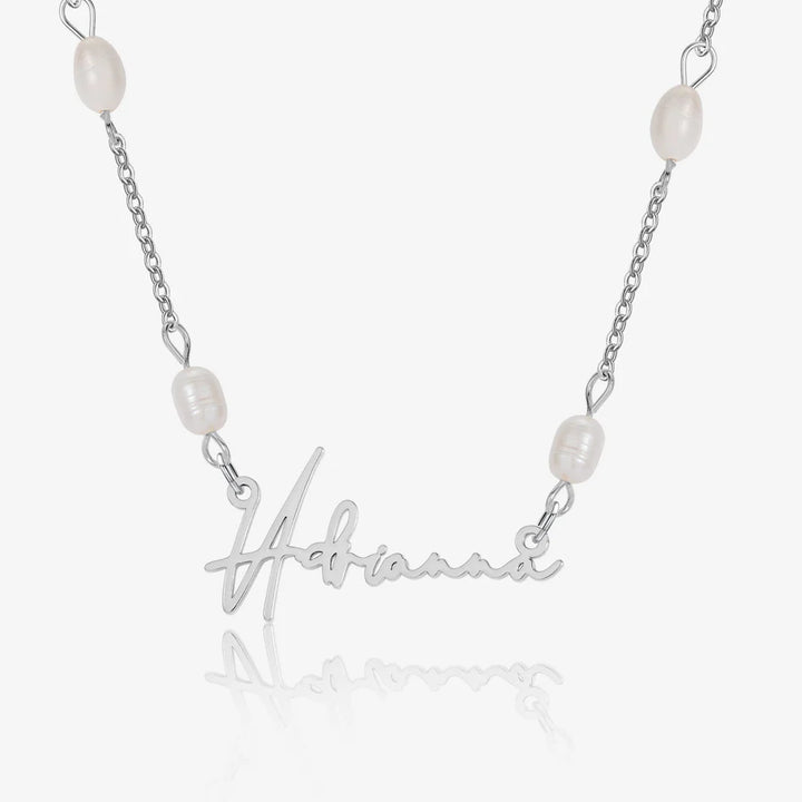 Custom Name Necklace with Pearl Accent Chain