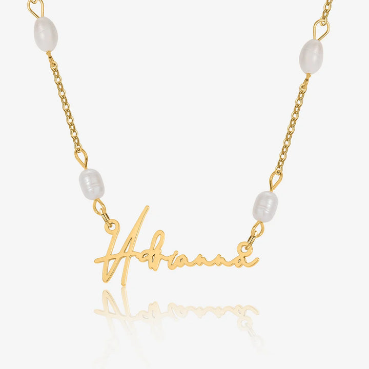 Custom Name Necklace with Pearl Accent Chain
