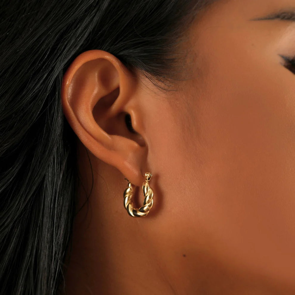 Gold Twist Hoop Earrings