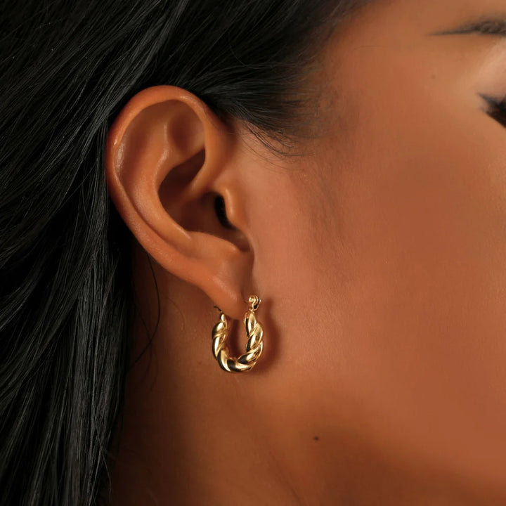 Gold Twist Hoop Earrings