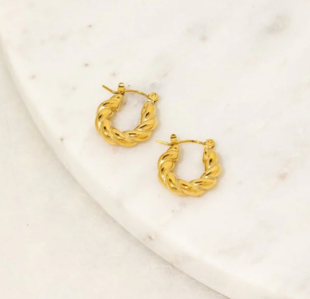 Gold Twist Hoop Earrings